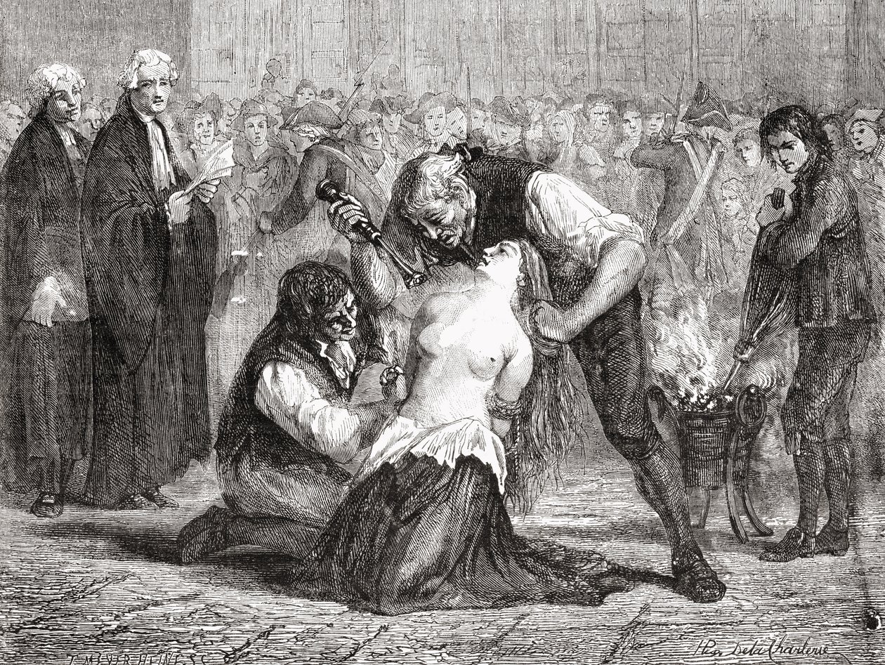Torturen til Madame de la Motte, gravert av Meyer-Heine, fra 