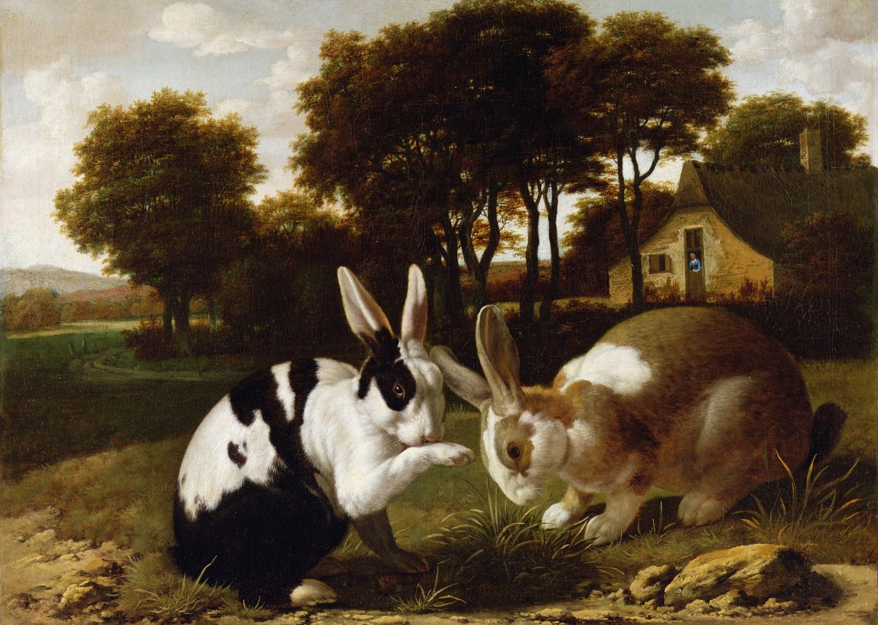 To kaniner i et landskap, ca. 1650 av Haarlem School