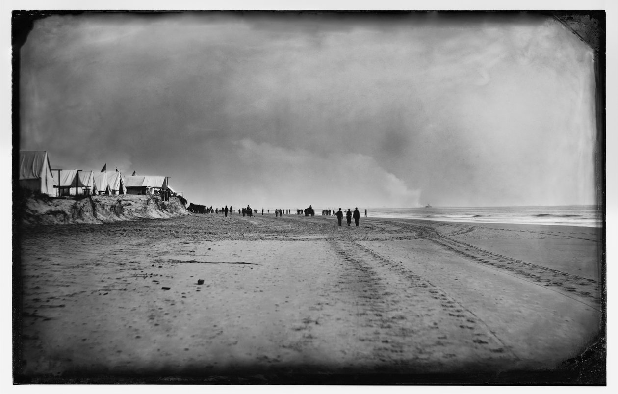 New Ironsides versus Fort Wagner, september 1863 (bw-bilde) av Haas and Peale