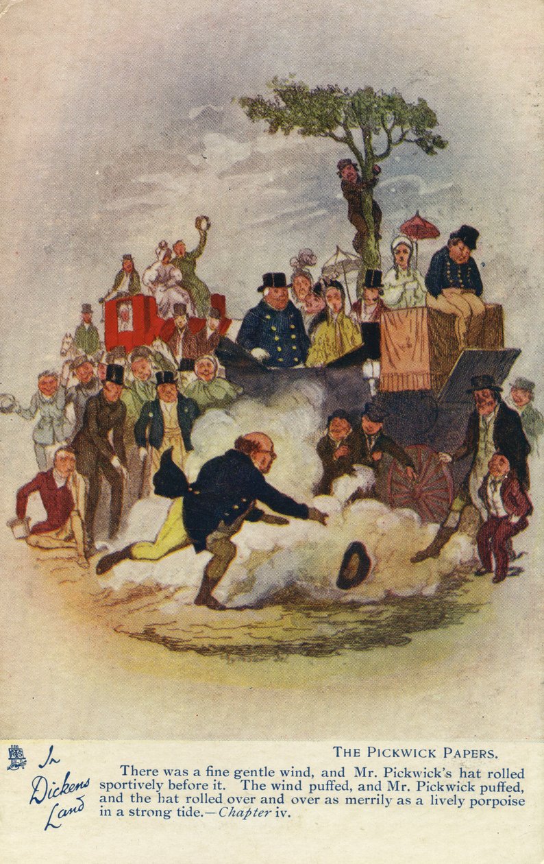 In Dickens Land - The Pickwick Papers Postcard, ca. 1905 av Hablot Knight Browne
