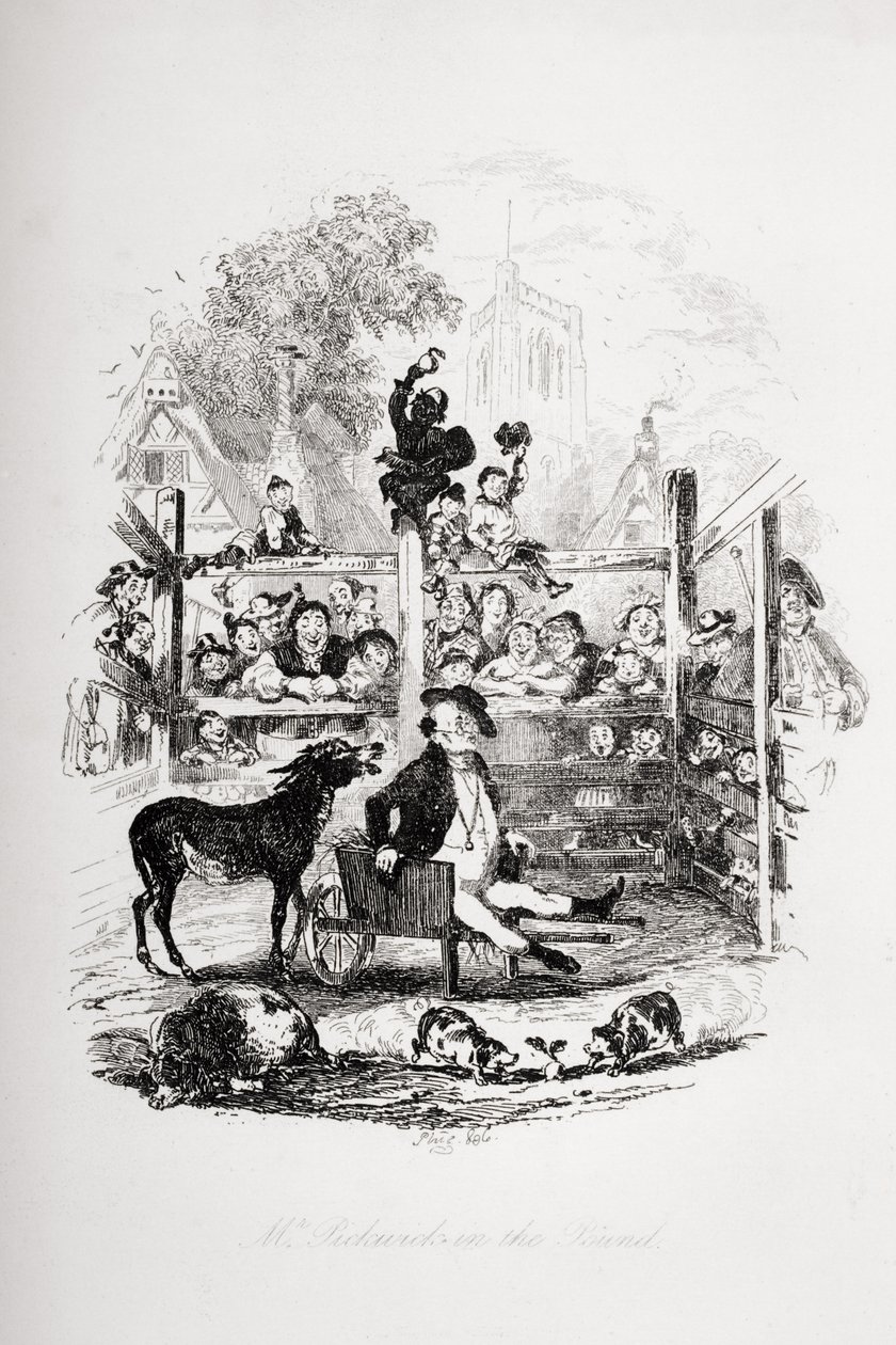Mr. Pickwick i pundet, illustrasjon fra `The Pickwick Papers