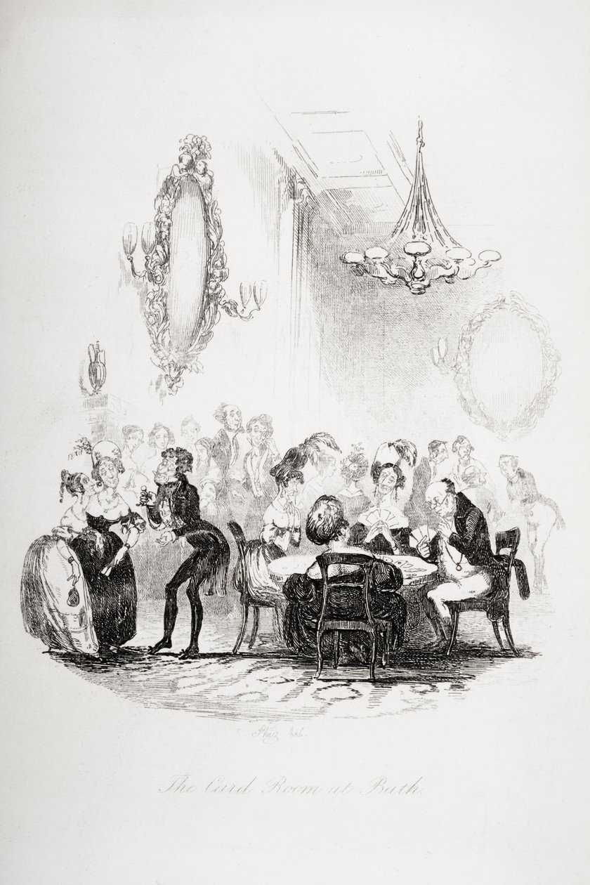 Kortrommet i Bath, illustrasjon fra `The Pickwick Papers