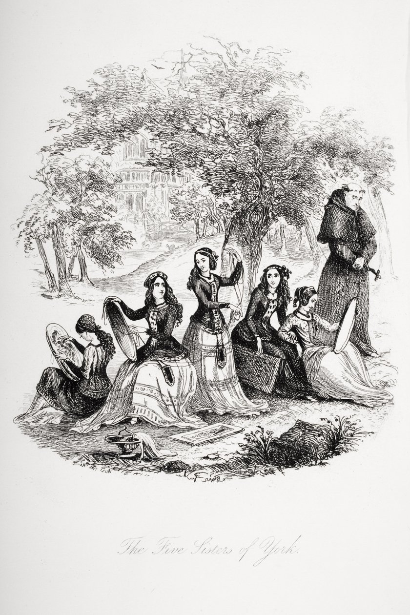 De fem søstrene til York, illustrasjon fra `Nicholas Nickleby