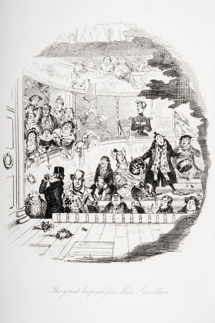 Den store bespeak for Miss Snevellicci, illustrasjon fra `Nicholas Nickleby