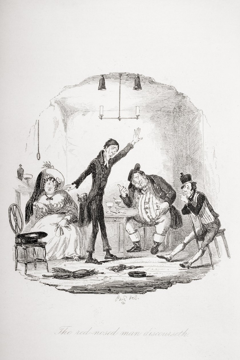 Den rødnesede mannen diskurser, illustrasjon fra `The Pickwick Papers