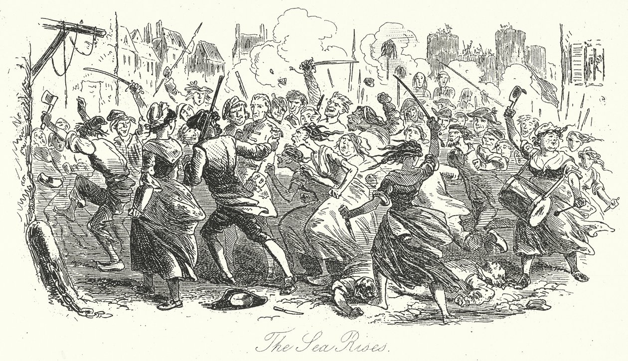 Havet stiger (gravering) av Hablot Knight (1815-92) (after) Browne