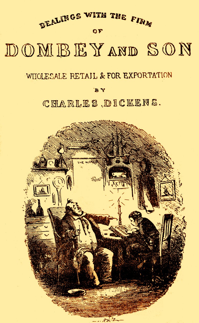 Dombey & Son av Charles Dickens. Tittelside av Hablot Knight Browne