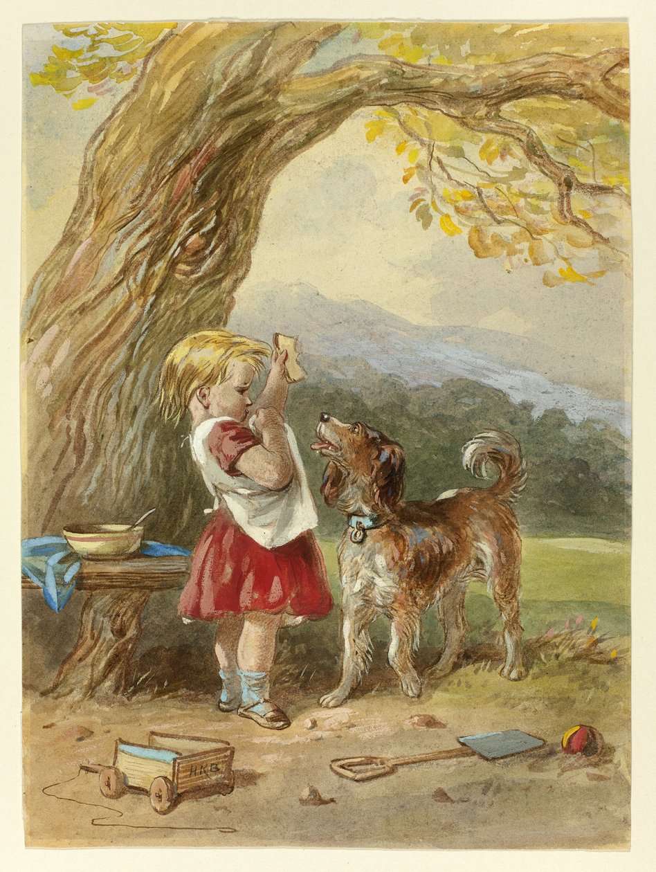 Liten jente og hund av Hablot Knight Browne