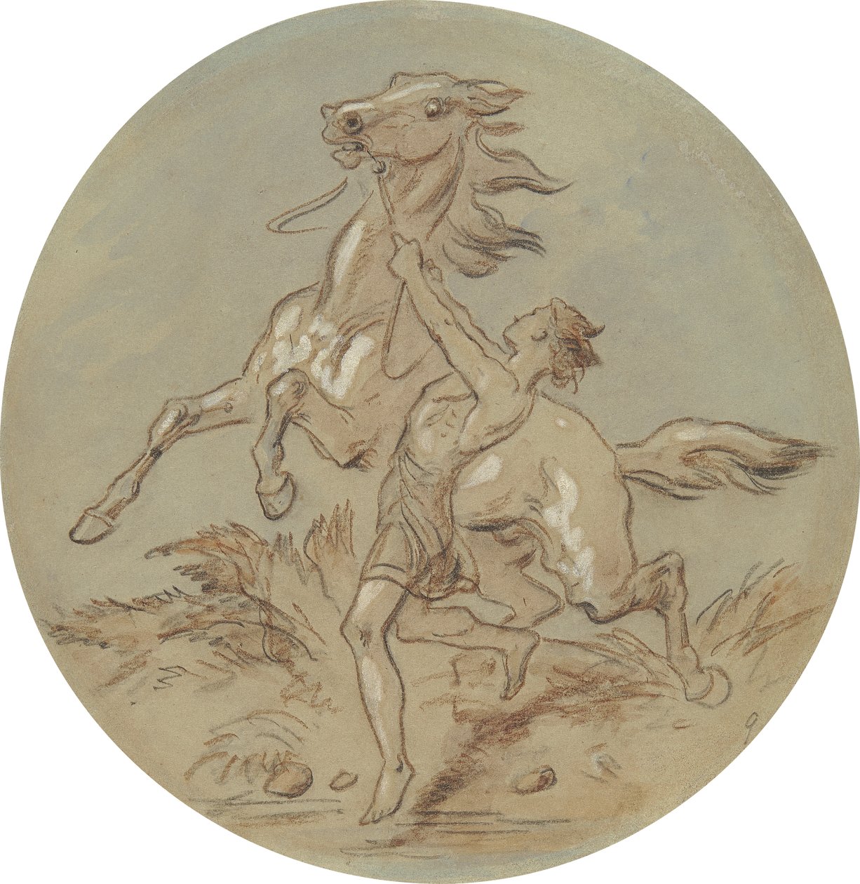 En av atten design for en serie plater som illustrerer Venus og Adonis av Hablot Knight Browne