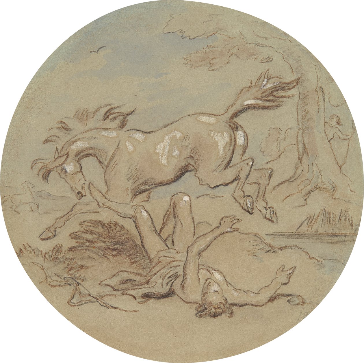 En av atten design for en serie plater som illustrerer Venus og Adonis av Hablot Knight Browne
