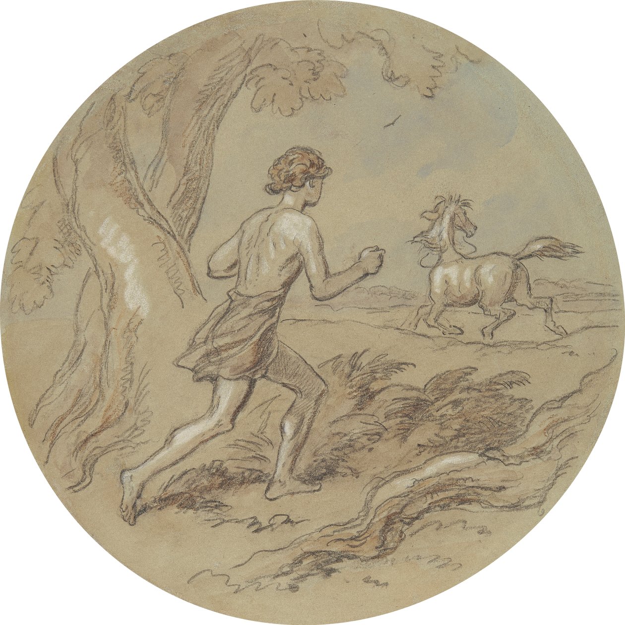 En av atten design for en serie plater som illustrerer Venus og Adonis av Hablot Knight Browne
