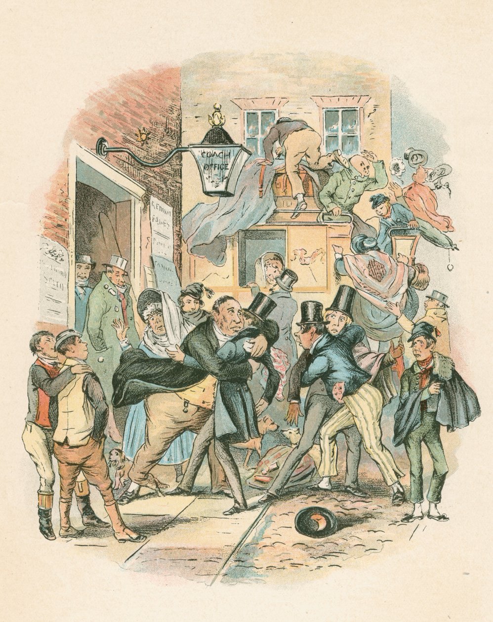 Scene fra Nicholas Nickelby av Charles Dickens, 1838-1839 av Hablot Knight Browne