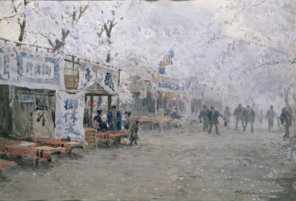 Cherry Blossom Festival, ca. 1903 (akvarell på off-white papir) av Hachir Nakagawa