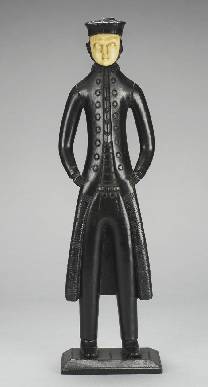 Sea Captain Figure, Queen Charlotte Islands, British Columbia, ca. 1840 (argillitt og elfenben) av Haida