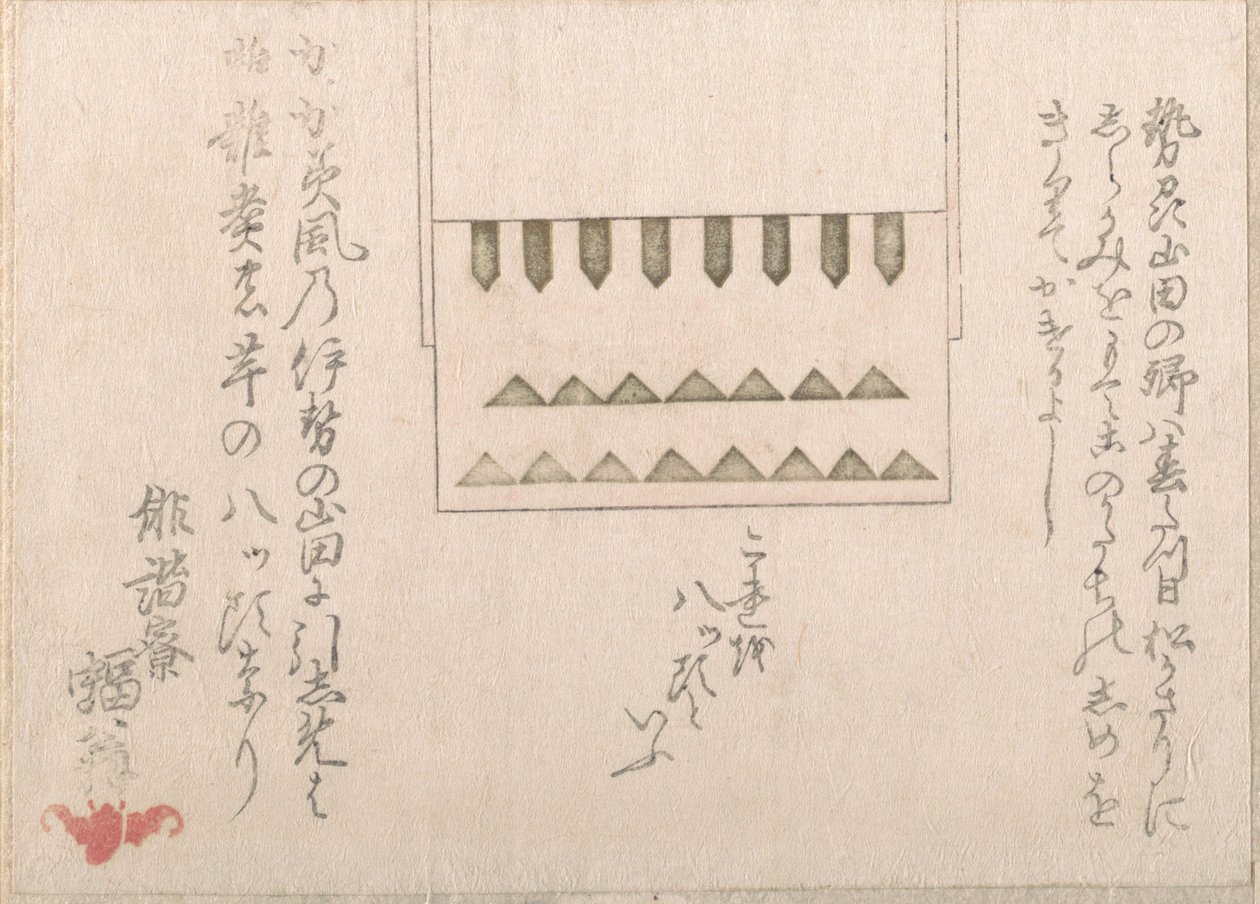 En slags religiøs papirdekorasjon, 1700-1800-tallet. av Haikairyo Henpuku