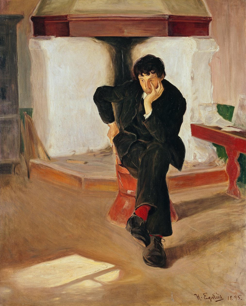 The Dreamer. Portrait of the Painter Torleiv Stadskleiv. av Halfdan Egedius