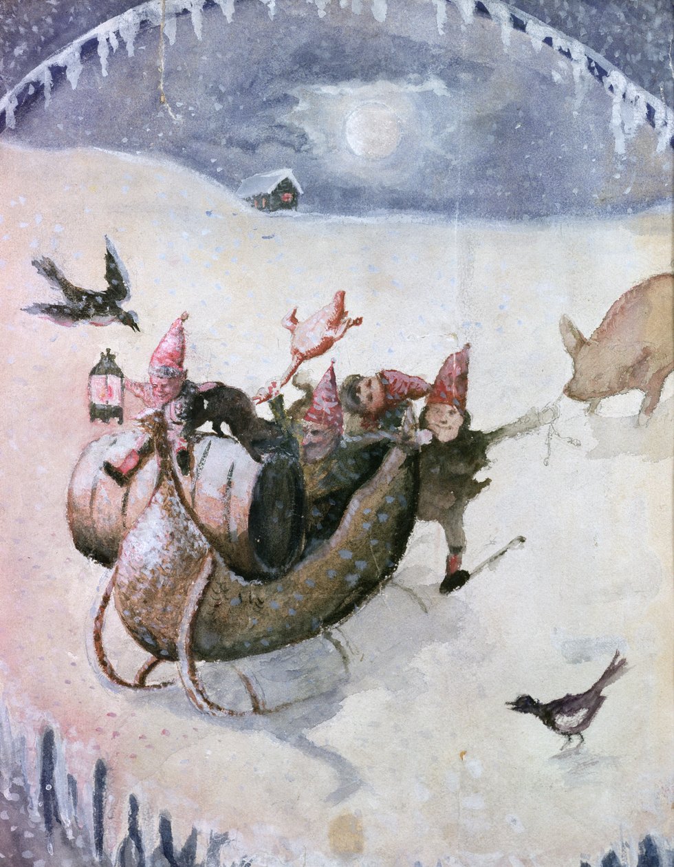 Julescene (akvarell på papir) av Halfdan Egedius