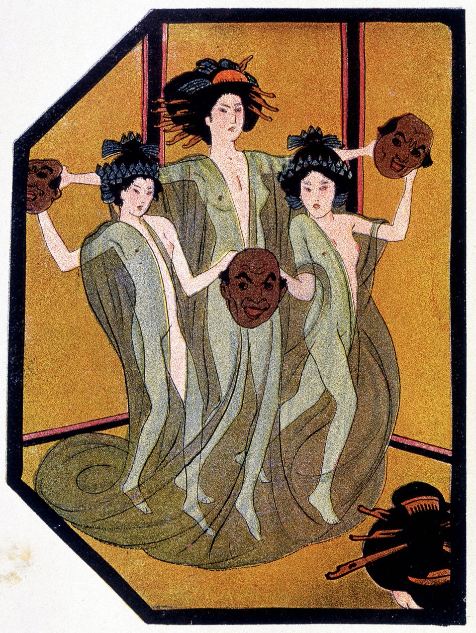 Entrance of the Japanese Youth - i "" Japanese Dolls"" av Félicien Champsaur, ill. Hanafusa Itcho, Paris av Hanabusa Itcho