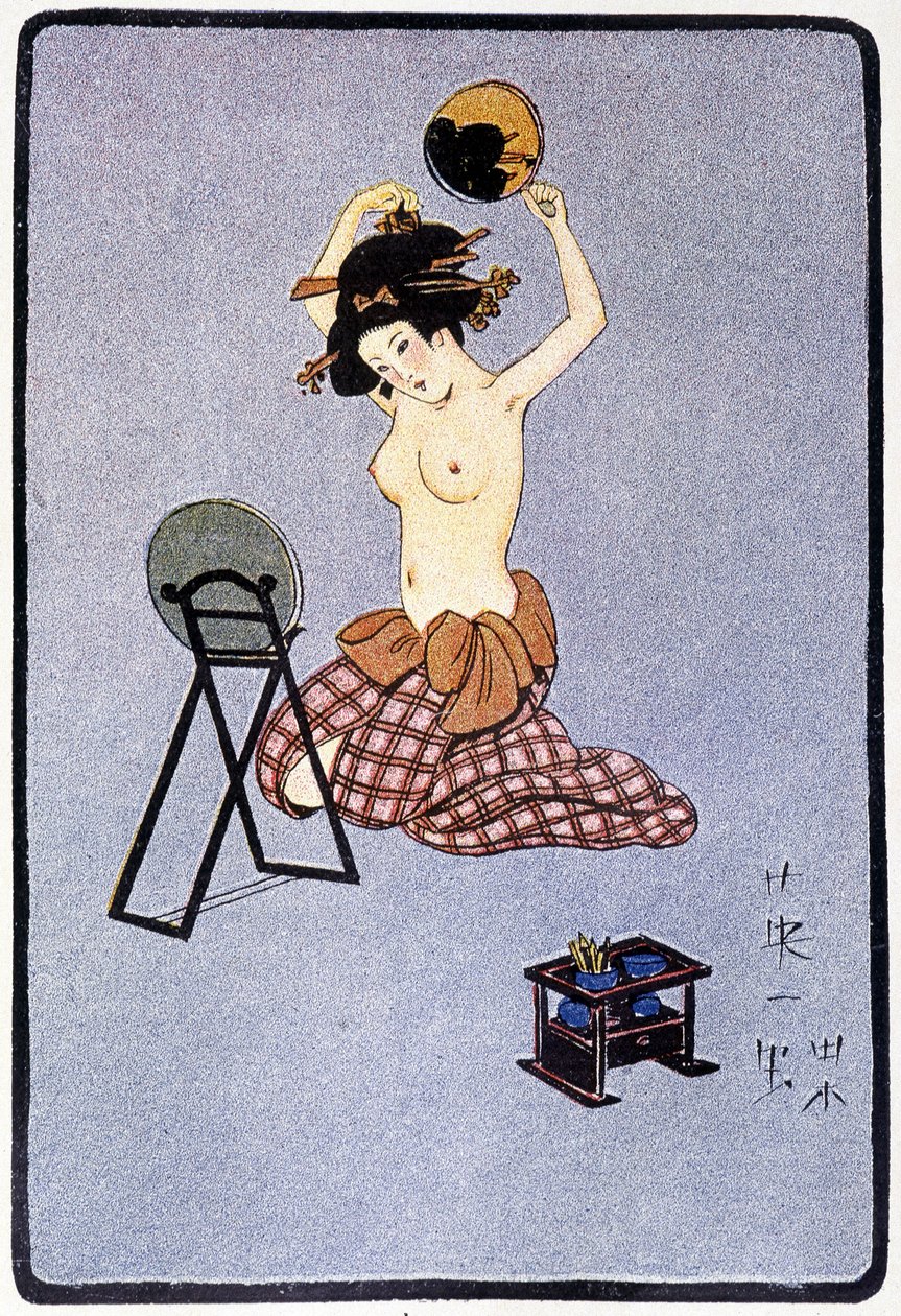 Ung japaner kledde av seg frisøren hennes - i "" japansk dukke"" av Félicien Champsaur, syk. Hanafusa Itcho, Paris av Hanabusa Itcho