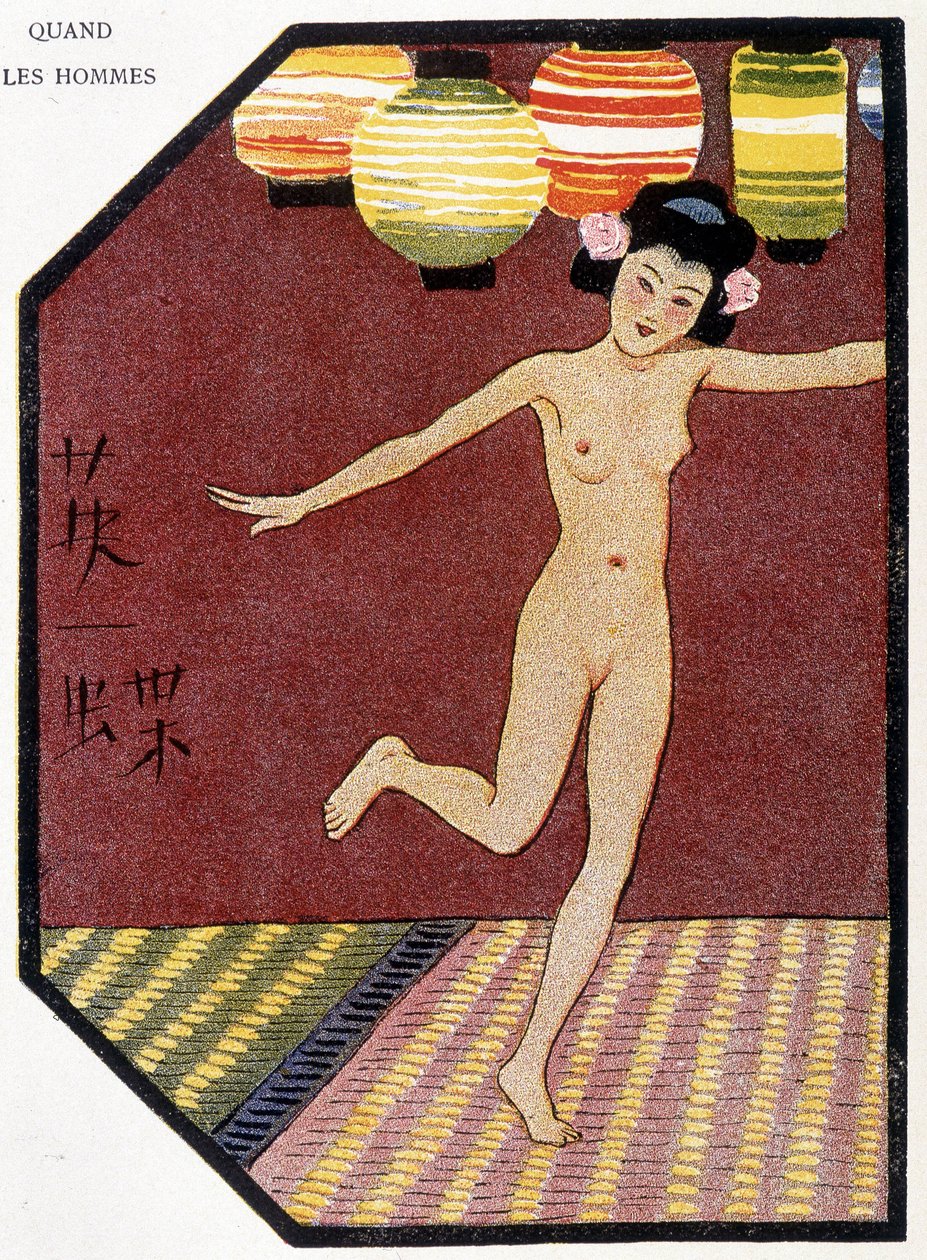 Ung japansk nakendans - i "" japansk dukke"" av Félicien Champsaur, ill. Hanafusa Itcho, Paris av Hanabusa Itcho