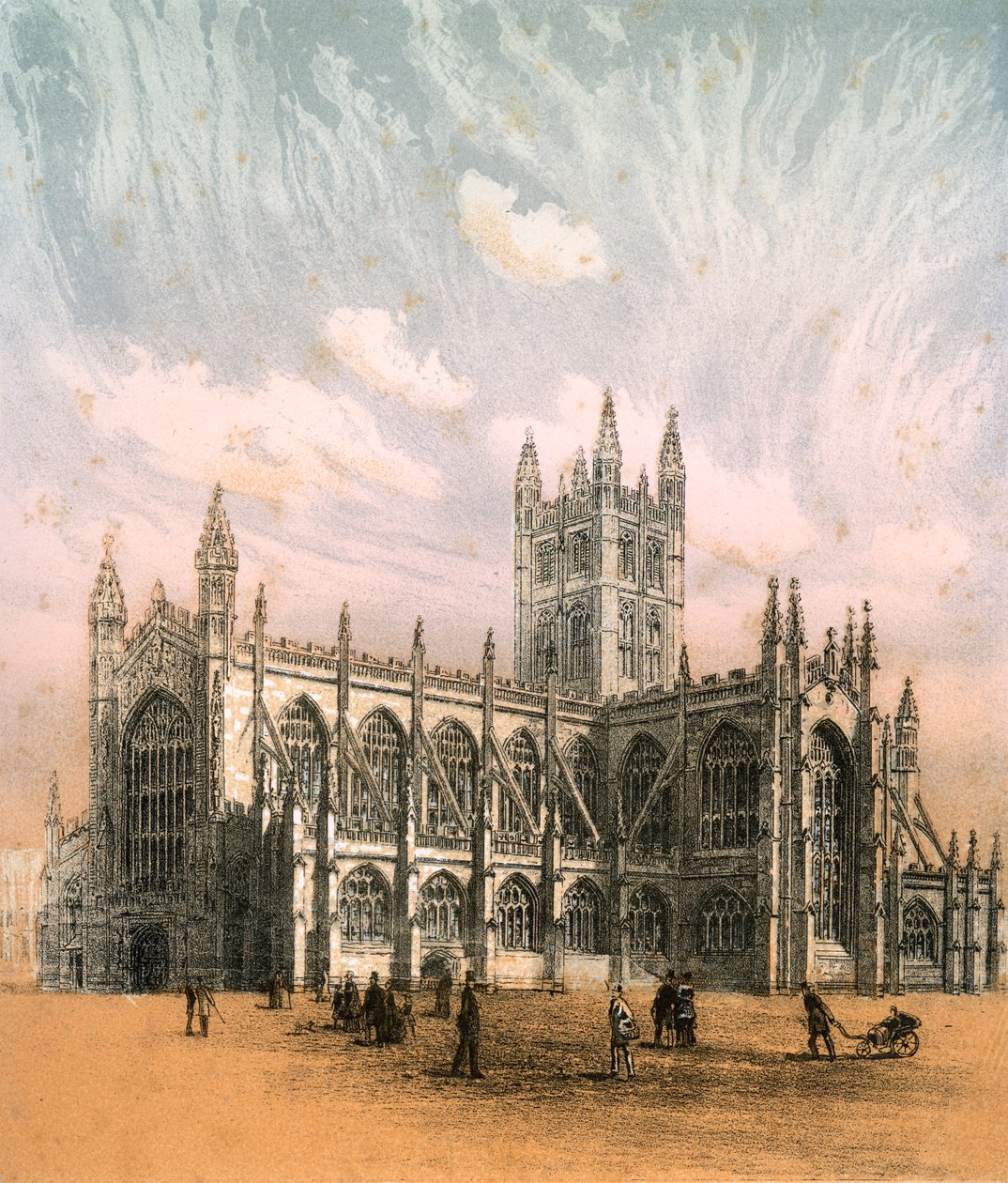 Bath Abbey, Somerset, c1870 av Hanhart
