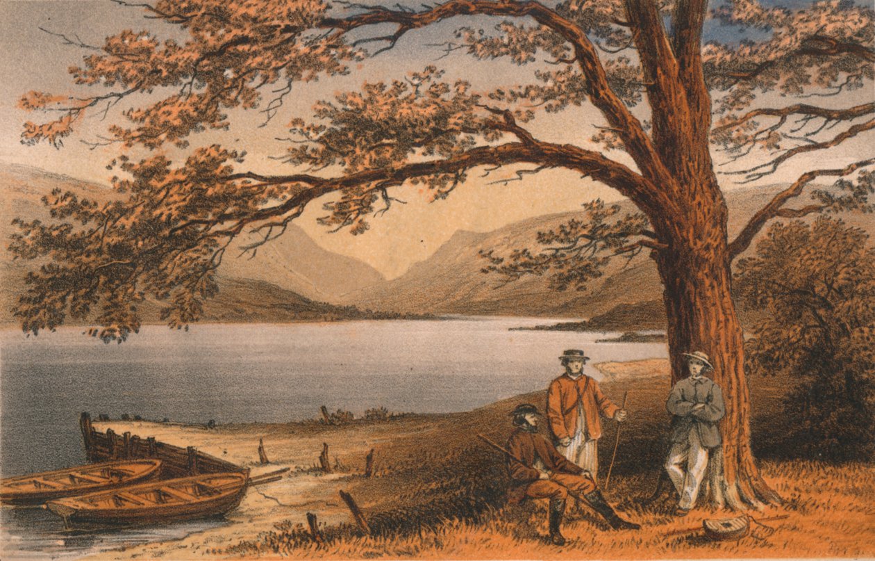 The Lake of the Pleasant Retreat. Llyn Mwyngyl, fra Tal-y-Llyn, 1800-tallet. av Hanhart
