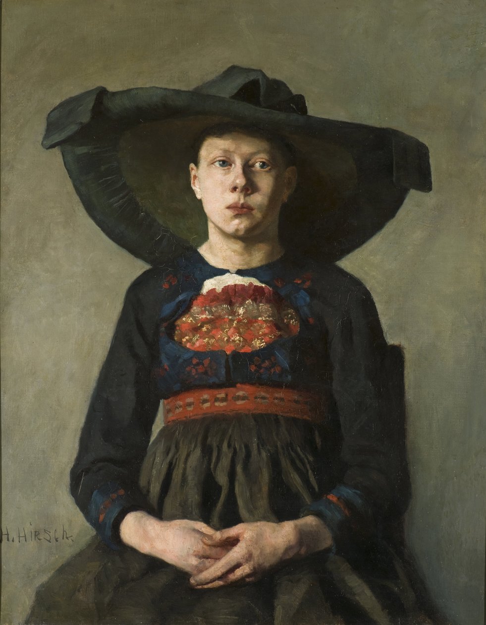 A Bavarian Peasant Girl - A Bavarian Peasant Girl, av Pauli (Hirsch-Pauli), Hanna (1864-1940). olje på lerret av Hanna Pauli