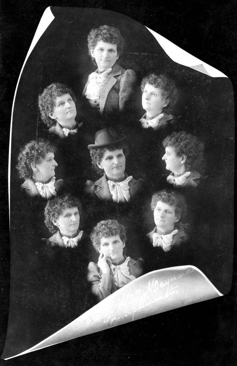 Selvportretter med flere eksponeringer, ca. 1895 (bw-bilde) av Hannah Maynard