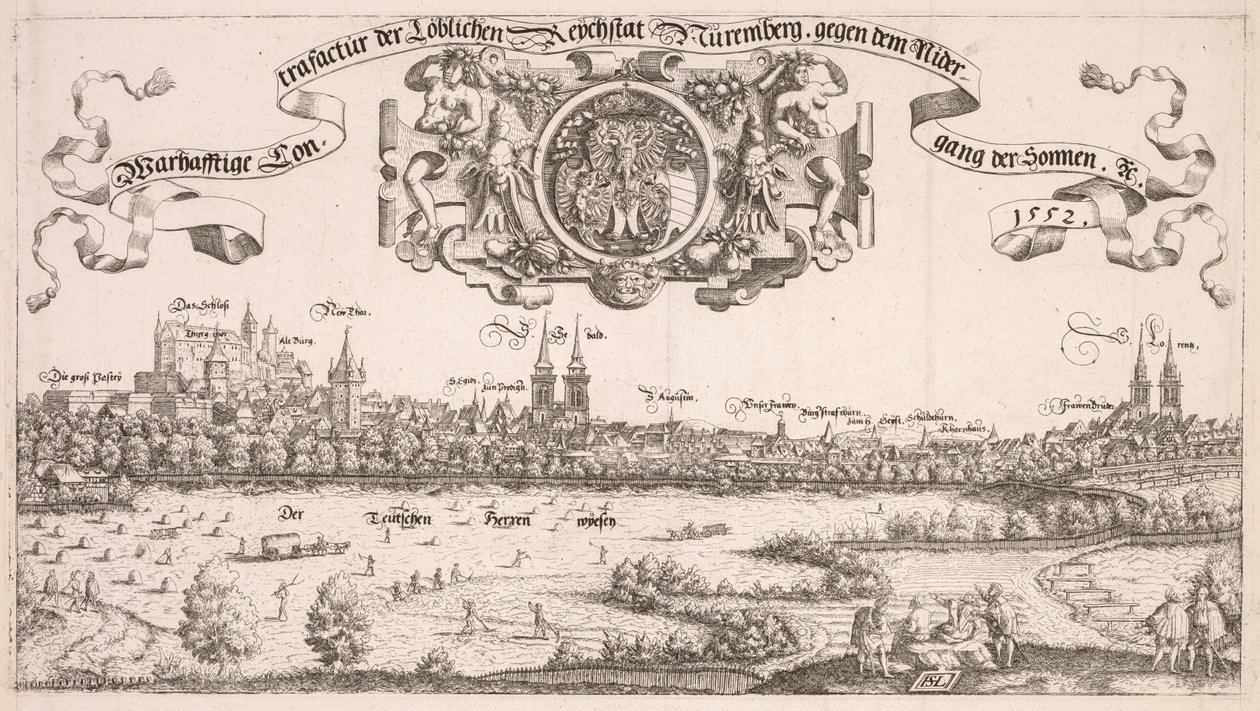 Panoramautsikt over Nürnberg: Sentrumsdel av Hanns Lautensack