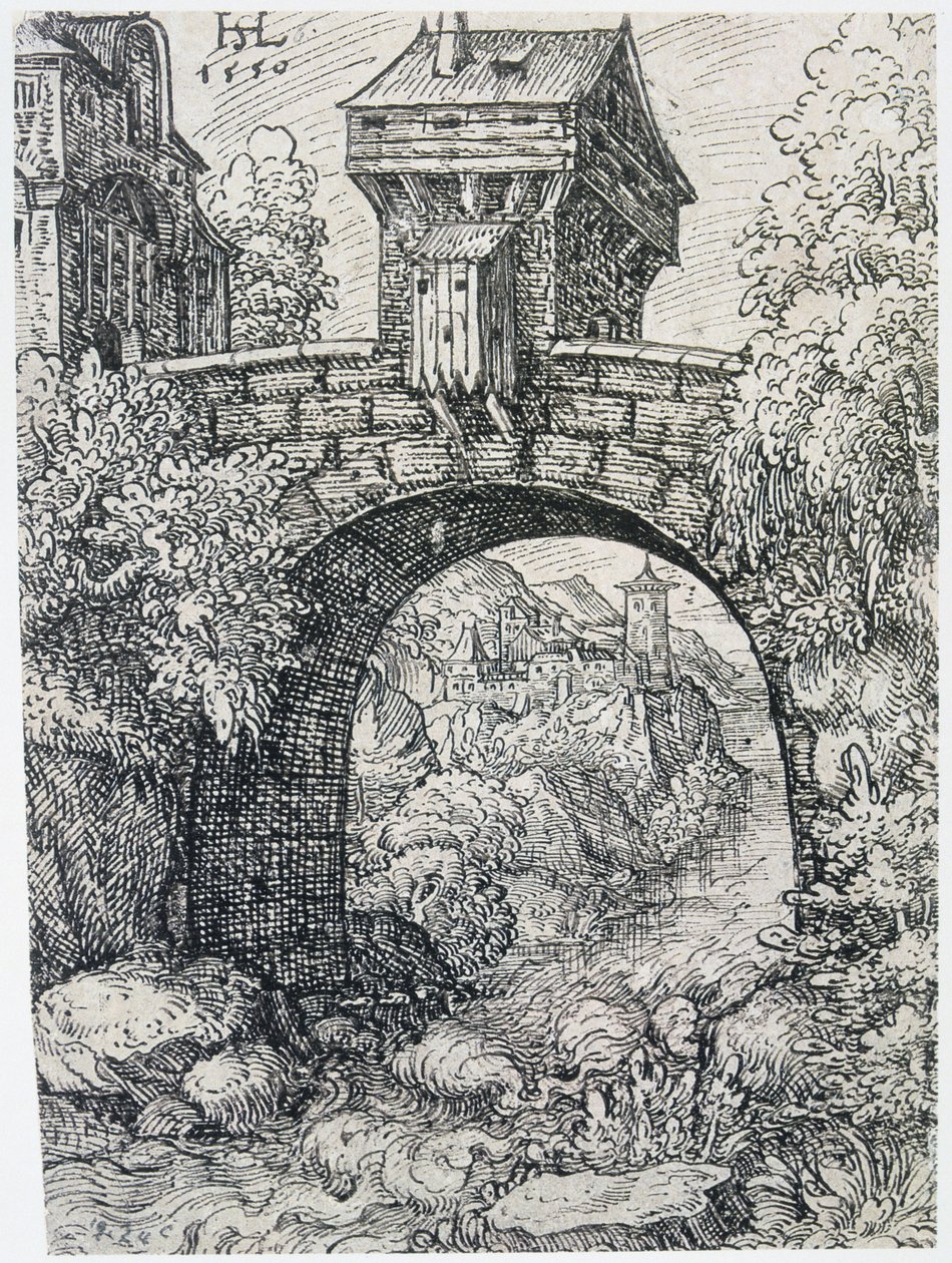 Landskap med bro, 1550 av Hanns Sebald Lautensack