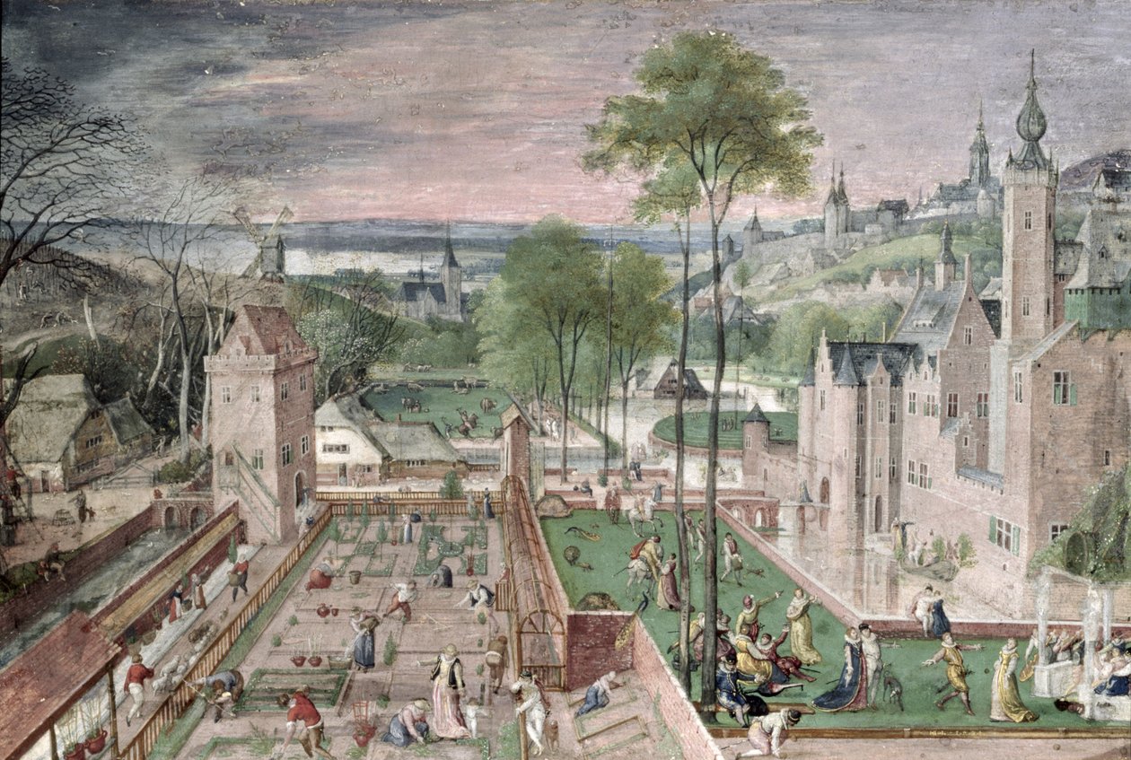 Vår i slottshagen, 1584 (gouache på papir om bord) av Hans Bol