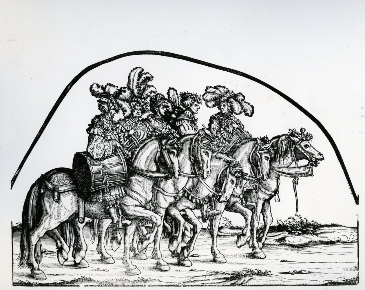 En gruppe trommeslagere, fra triumftoget til keiser Maximilian I, ca. 1517 av Hans Burgkmair
