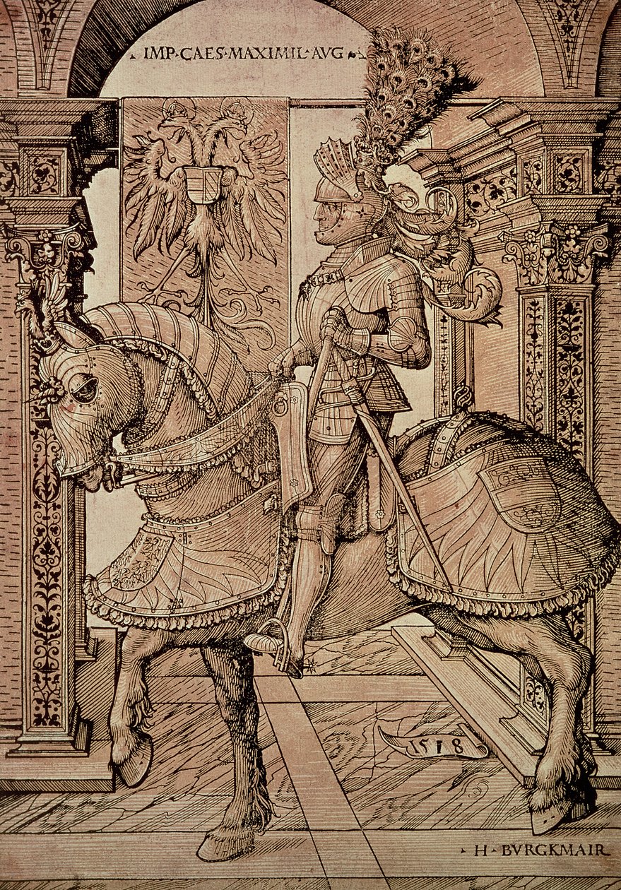 Keiser Maximilian I rir på en hest, 1518 av Hans Burgkmair