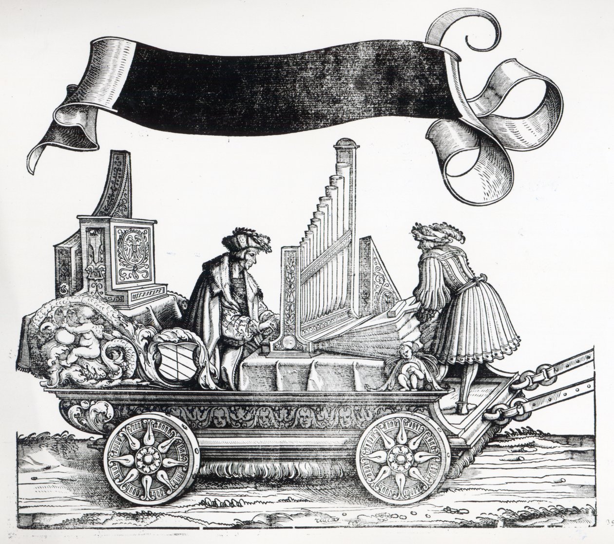 Scene fra Maximilians triumftog, ca. 1516-18 av Hans Burgkmair