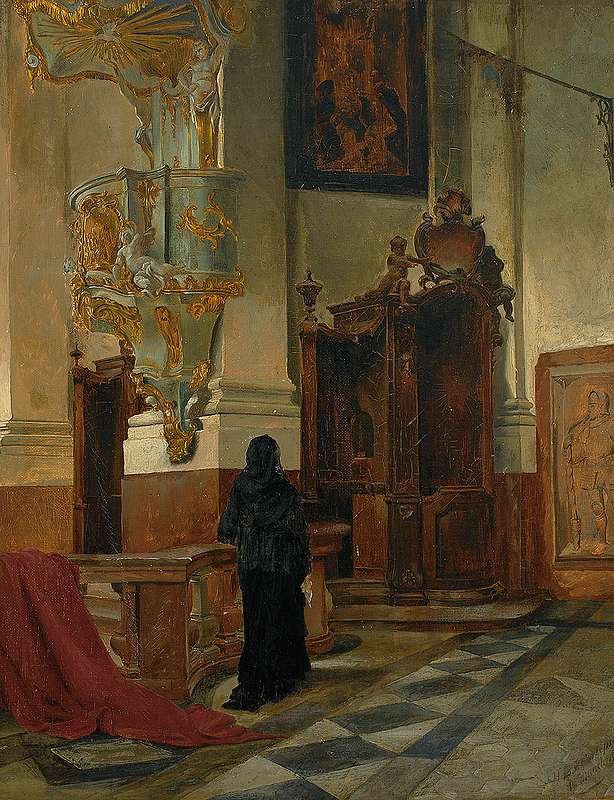 Interiør i barokk kirke av Hans Eduard von Berlepsch Valendas