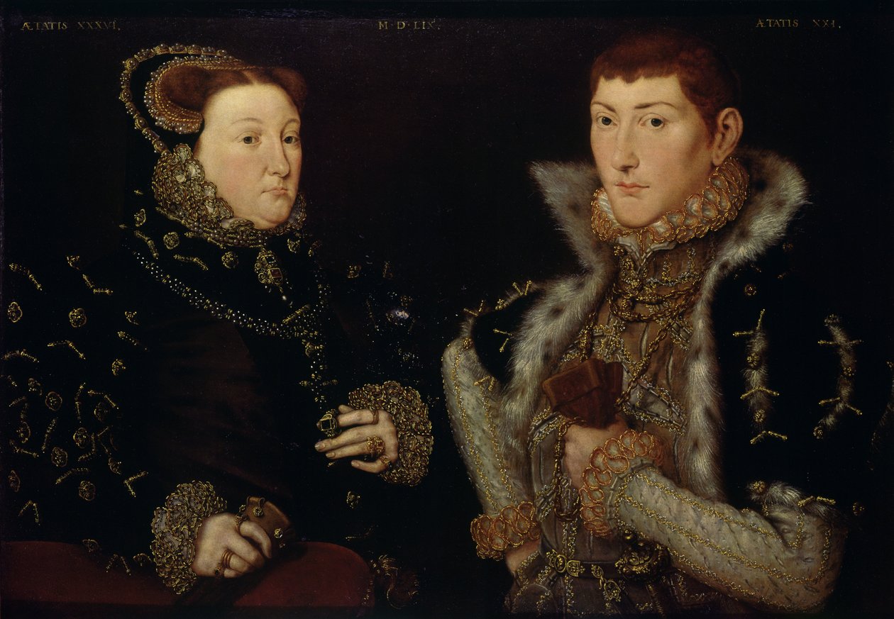 Lady Mary Nevill og hennes sønn Gregory Fiennes, 1559 av Hans Eworth