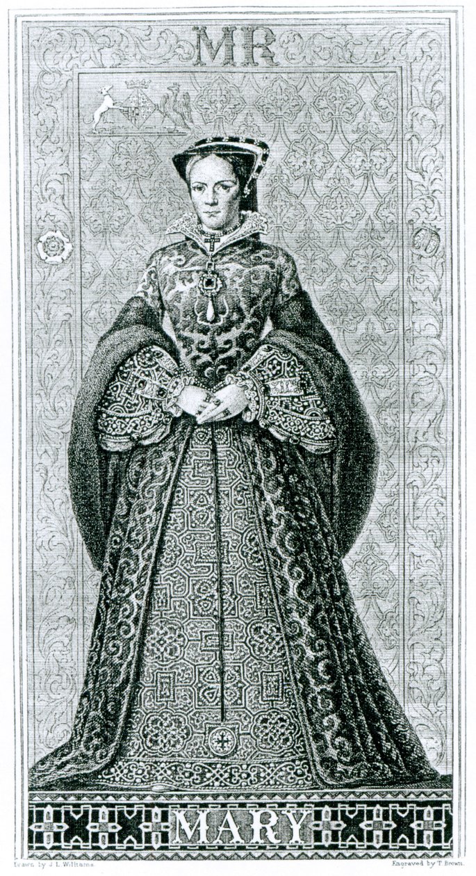 Queen Mary I gravert av T.Brown av Hans Eworth