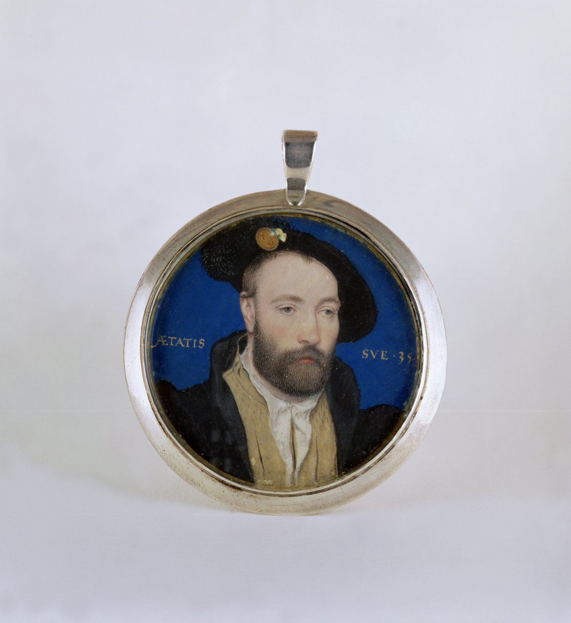 En ukjent mann, 1543 (gouache på kort trimmet i gull) av Hans Holbein der Jüngere
