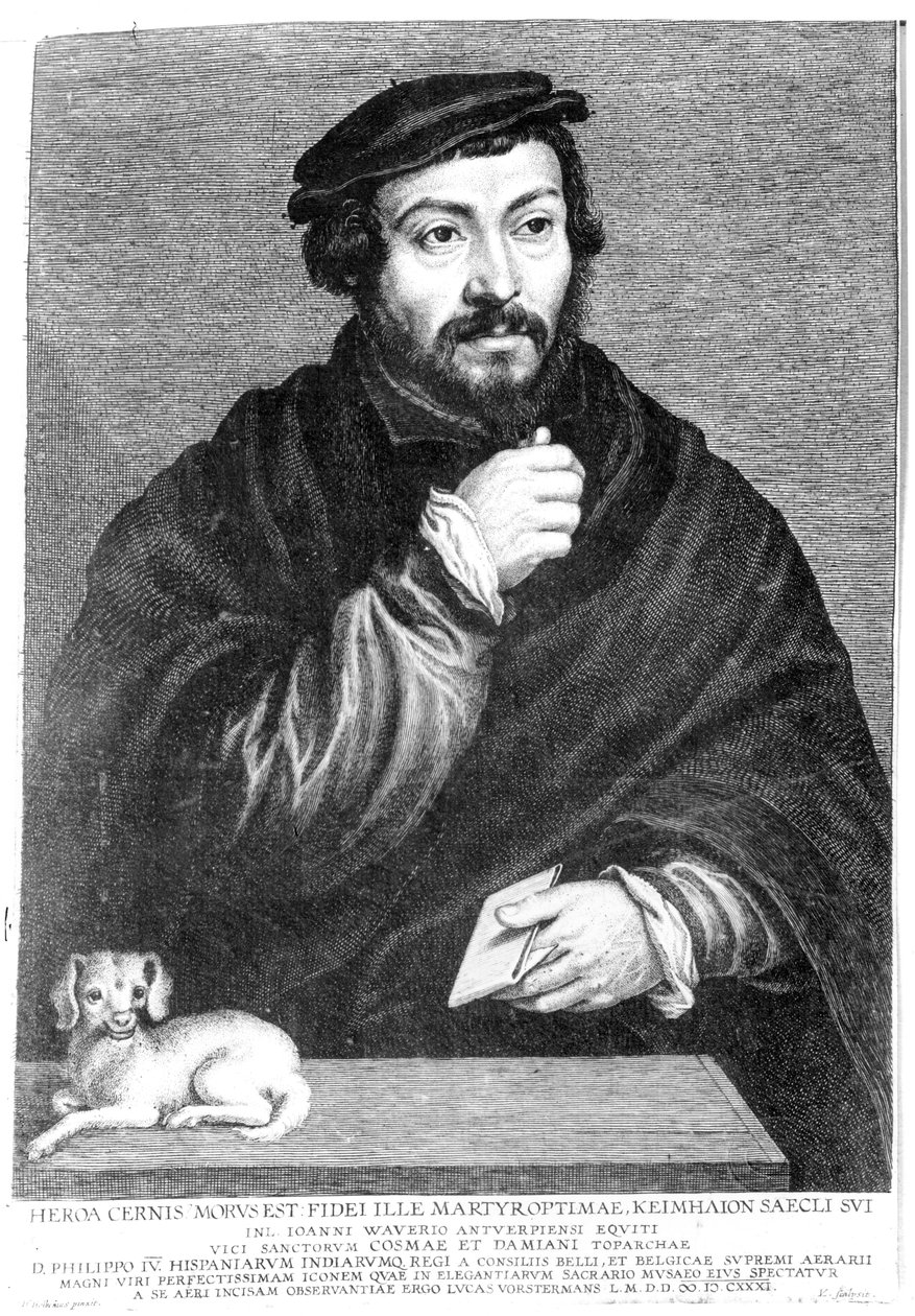 Portrett av Sir Thomas More (1478-1535) gravert av Lucas Vorstermans, 1631 av Hans Holbein der Jüngere