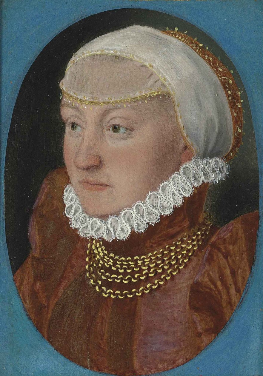 Portrett av en dame i rødt av Hans Holbein der Jüngere