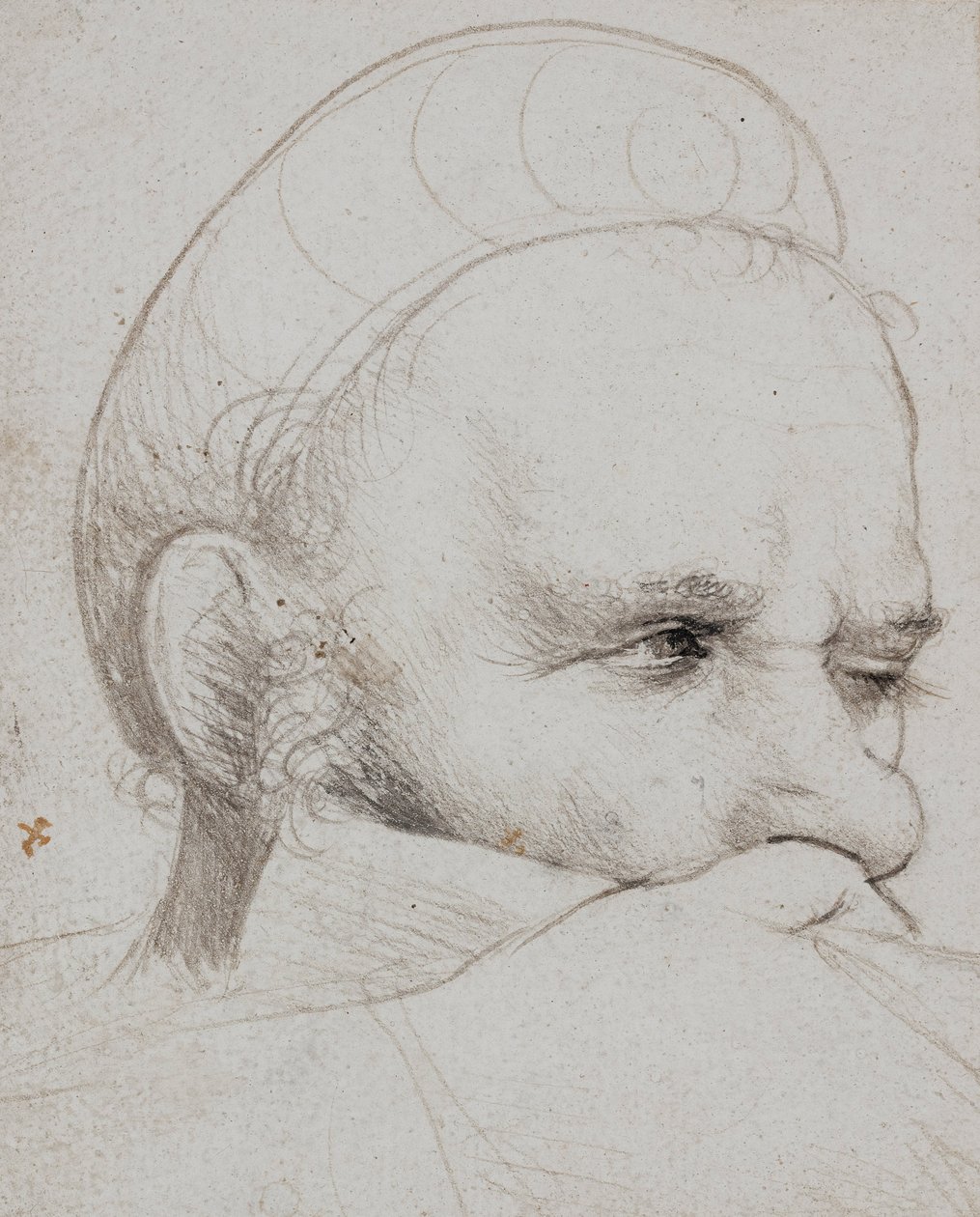 Hodet til en armbrøstmann som tar sikte av Hans Holbein the Elder