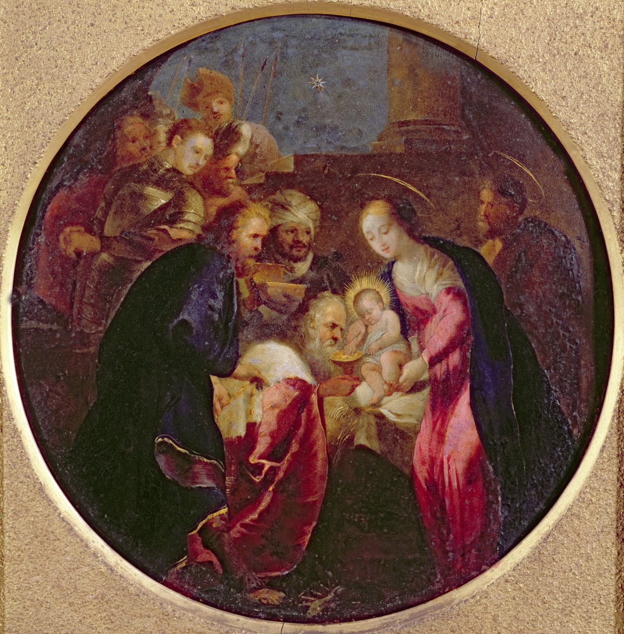 Adoration of the Magi, 1600-25 (olje på kobber) av Hans I or Johann Rottenhammer