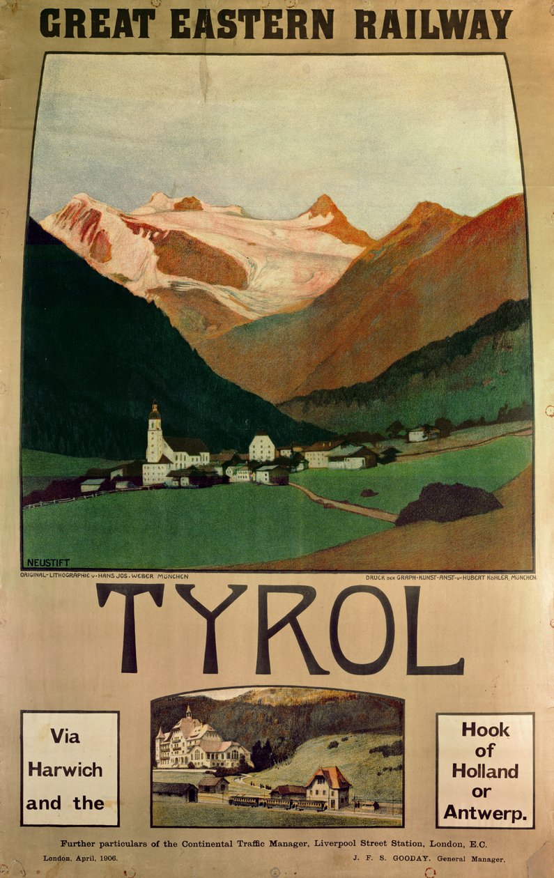 Plakat som reklamerer for Great Eastern Railway, 1906 av Hans J. Weber