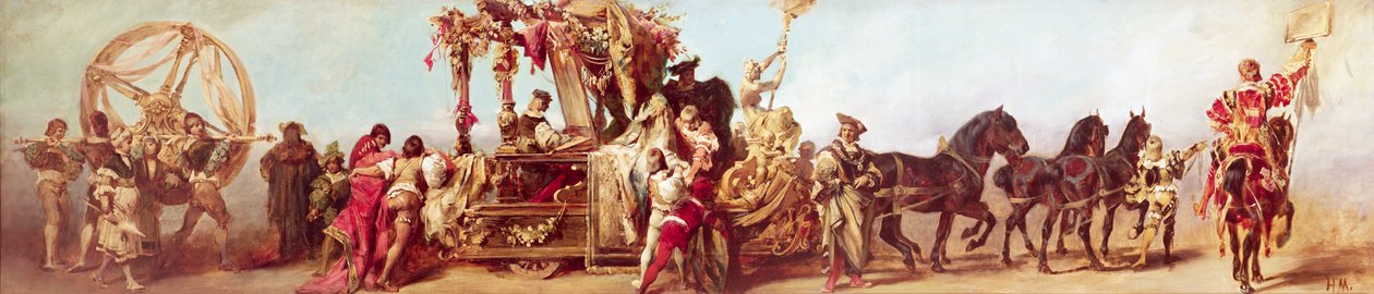 Design for jubileumsprosesjonen til keiser Franz Joseph I av Østerrike: Tekstilindustrien, 1879 av Hans Makart