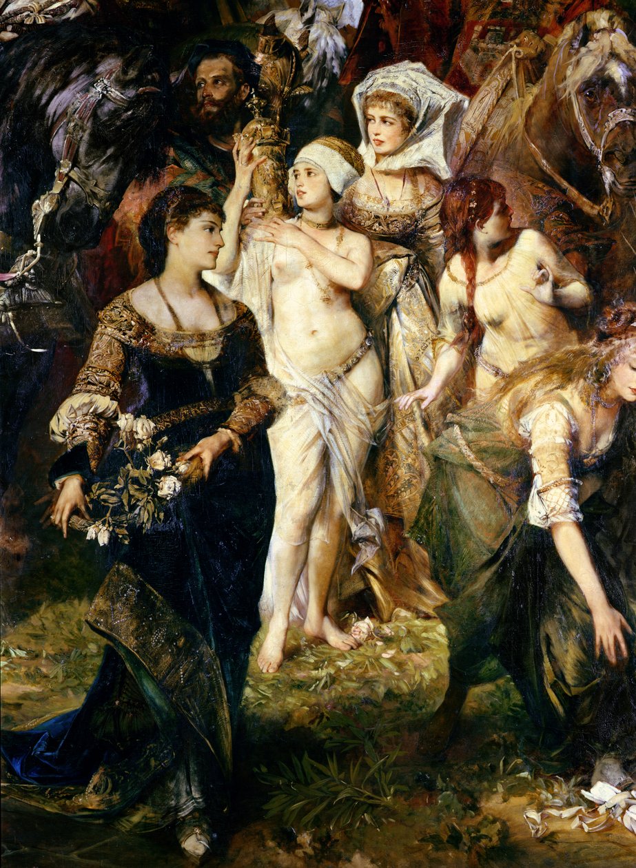 Detalj om keiser Charles Vs (1500-58) inntog i Antwerpen i 1520, 1878 (se også 141421, 141423 og 141424) av Hans Makart