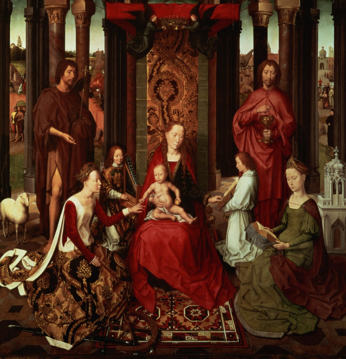 Mystisk ekteskap av St. Catherine og andre hellige av Hans Memling