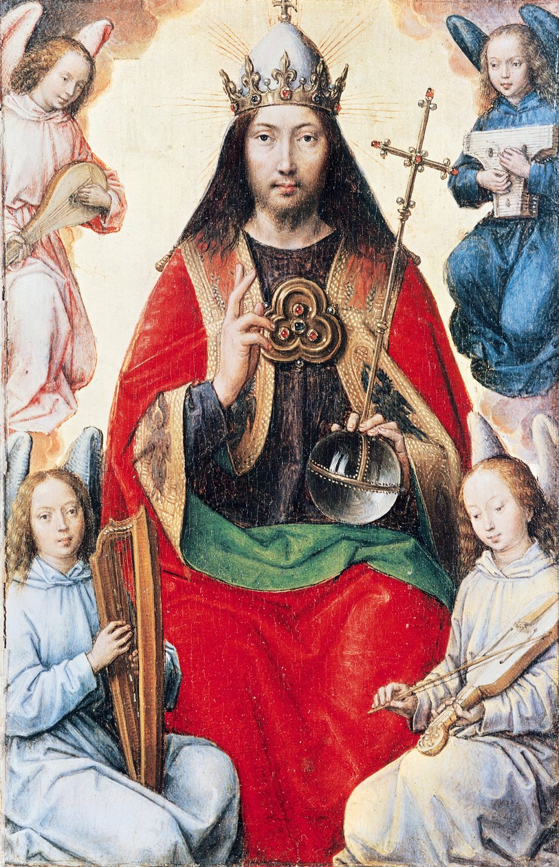 Triptych of Earthly Vanity and Divine Salvation, Christ in Glory fra baksiden av sentralpanelet, ca. 1485 av Hans Memling