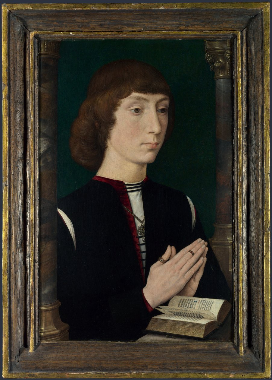 Ung mann ved bønn av Hans Memling