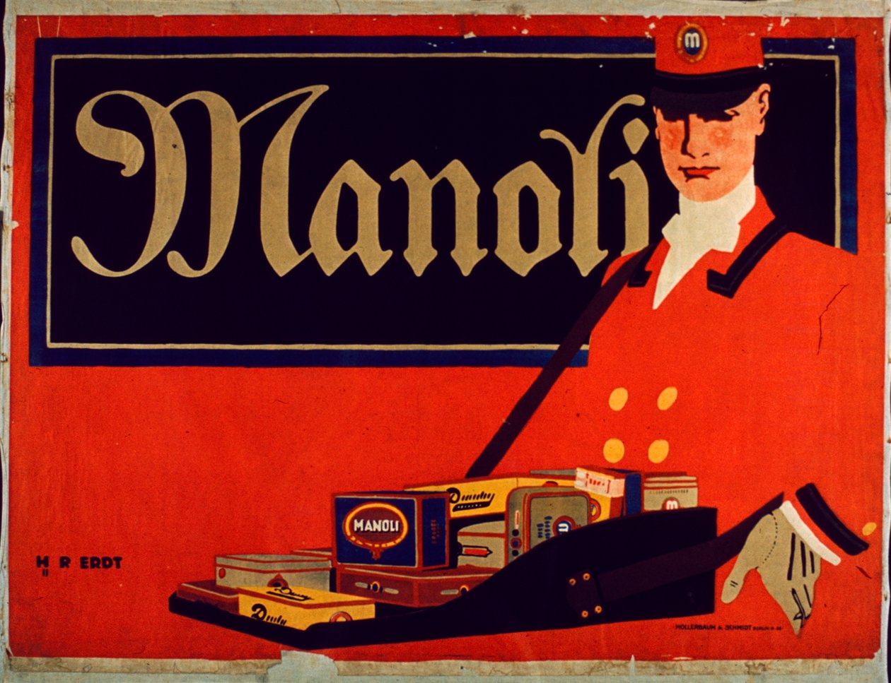 Annonse for Manoli-sigaretter av Hans Rudi Erdt