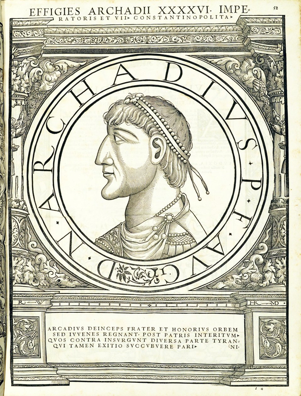 Arcadius, illustrasjon fra 'De romerske keisere i hele øst og vest' av Hans Rudolf Manuel Deutsch